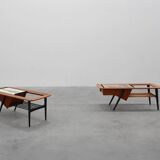 2 Coffee Tables '210', teak wood and ceramic,by Alfred Hendrickx, Belform