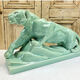 Cracked lioness sculpture art deco 1930 signed odyv