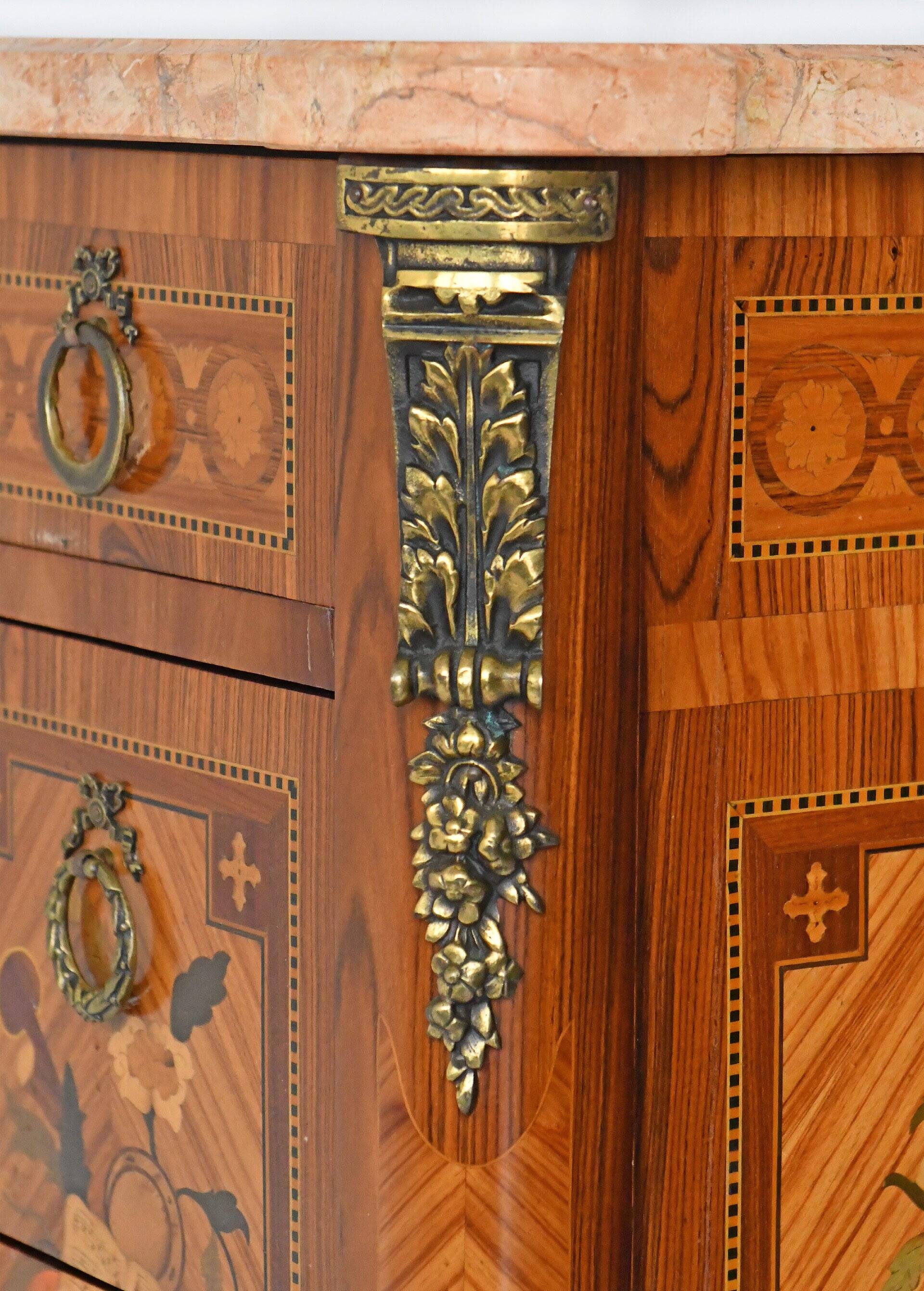 Transitional style commode in marquetry