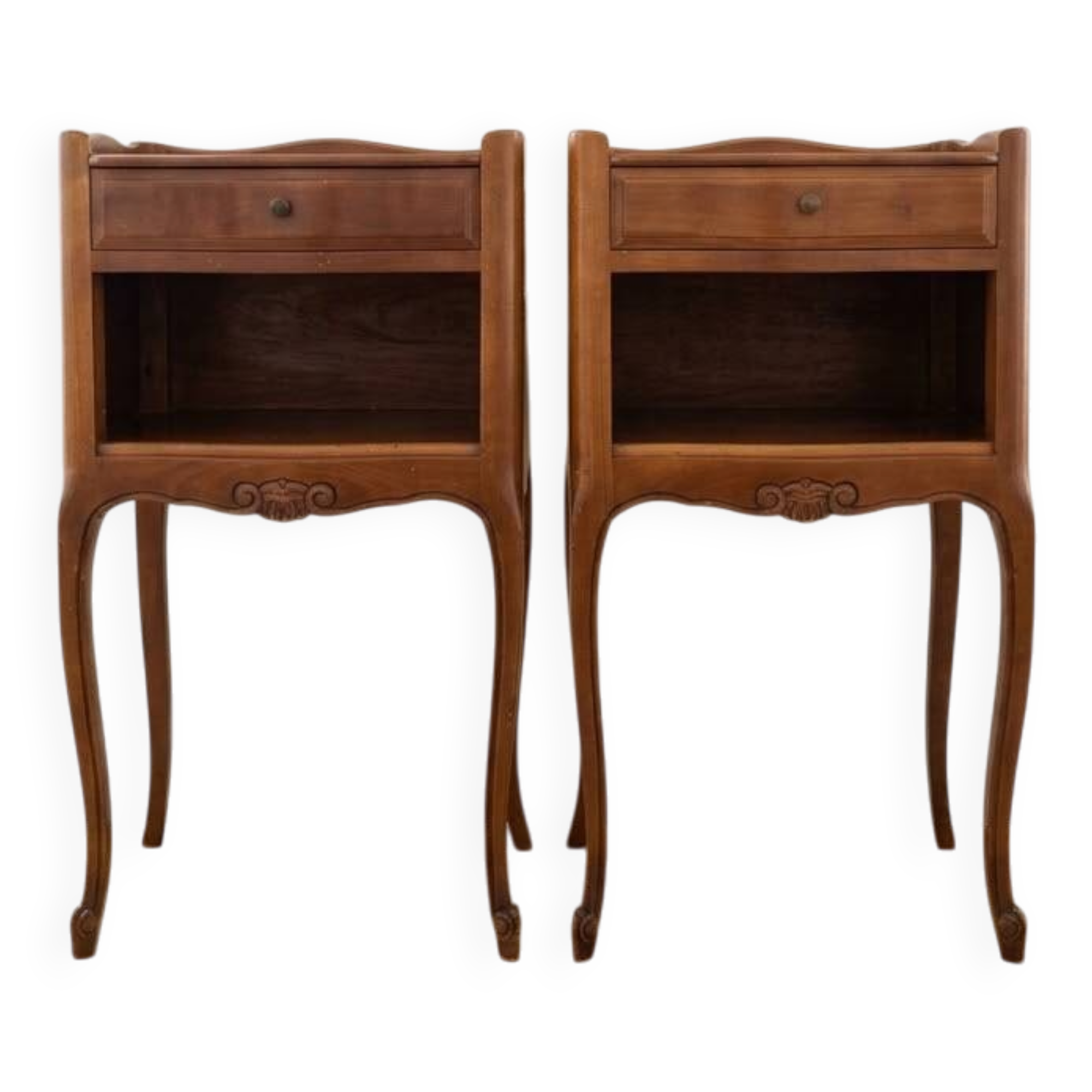 Pair of Louis XV style bedside tables in solid wood.