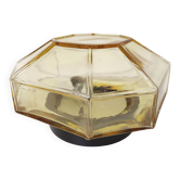 Italian wall lamp Ismos octagonal yellow glass 70s