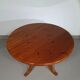 70s pine wood dining table / wood column leg table in 4-leg design with round top