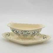 Longchamp earthenware gravy boat, Robert charcoal maker, Iris, art nouveau