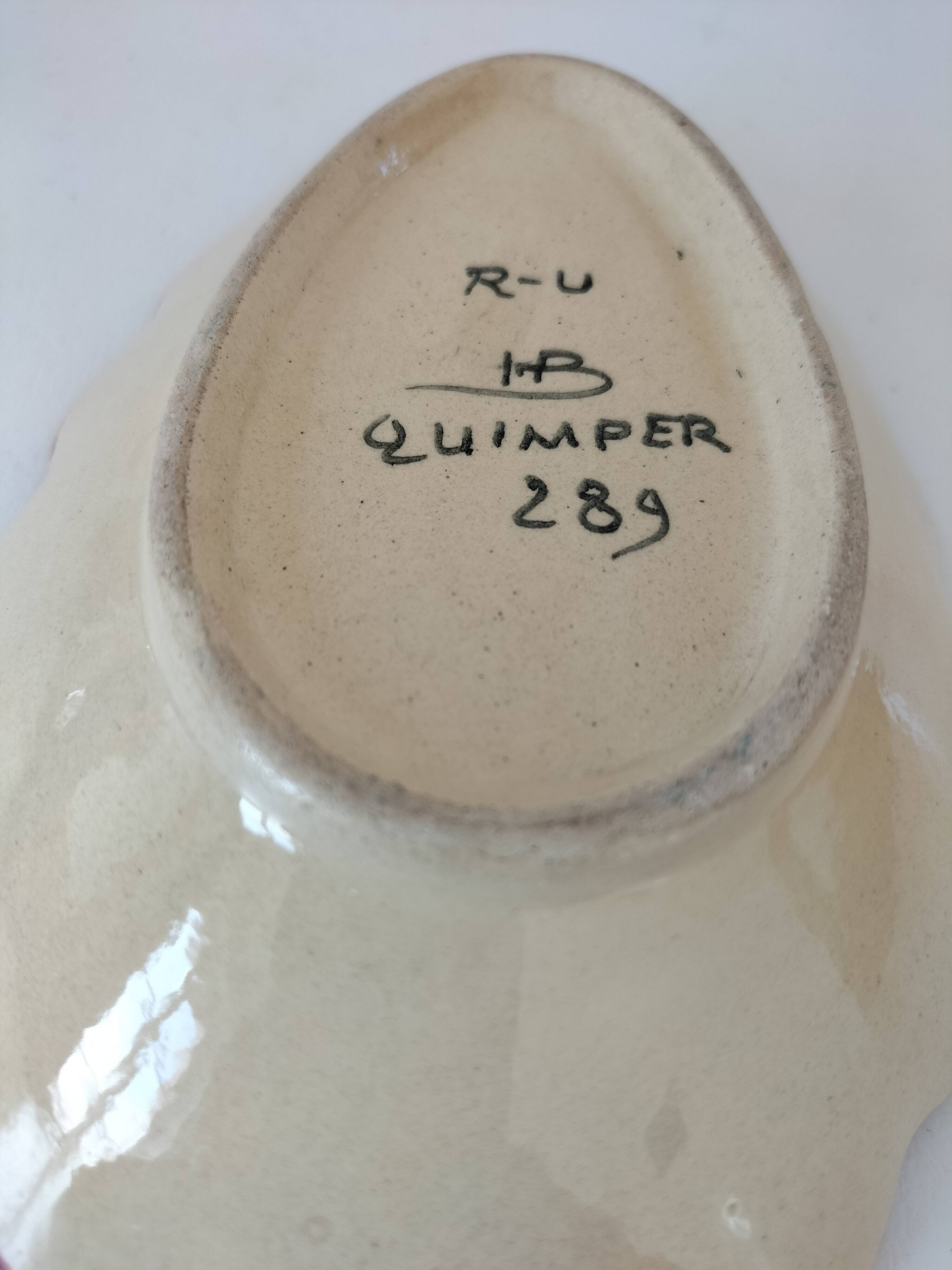 Vintage HB Quimper shell butter dish