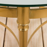 Laiton et verre français table basse ronde