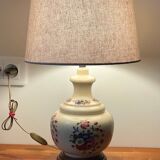 Vintage Ceramic Lamp with Wooden Base