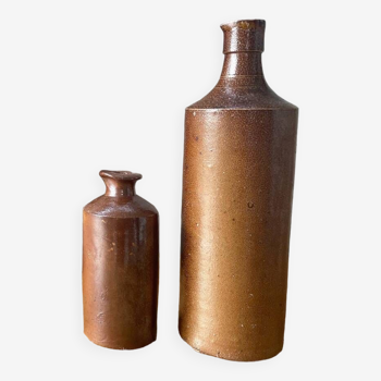 Bohemian decorative set of stoneware bottles