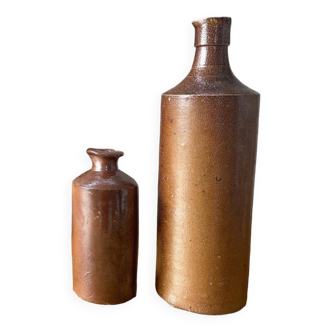 Bohemian decorative set of stoneware bottles