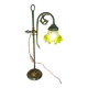 brass lamp with pretty antique patina and opaque green tulip, 58x25
