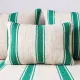 Emerald striped Moroccan living room set with pouf.
