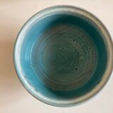 Ceramic turquoise centerpiece on foot Vallauris terracotta mid century