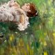 Painting of a sleeping woman with her dog, 20th century