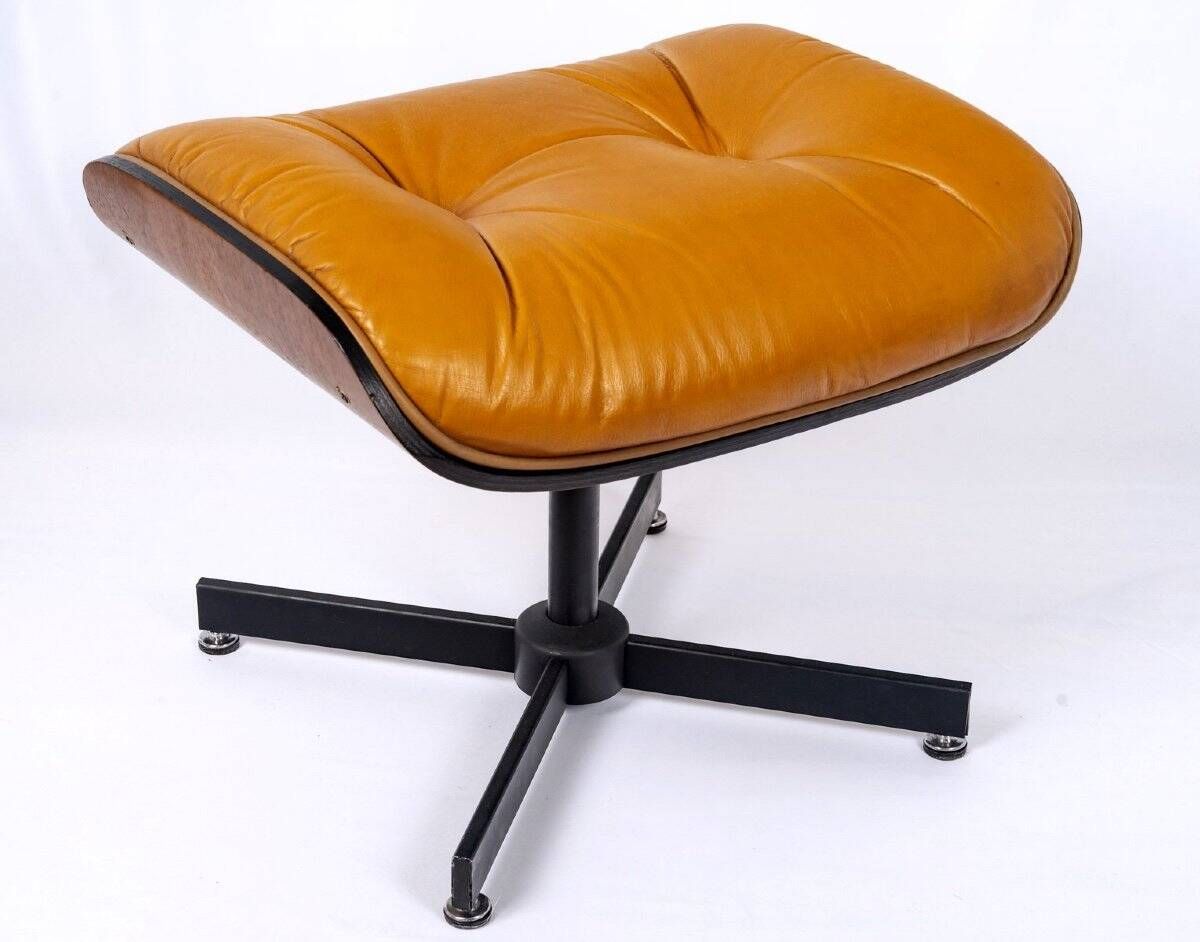 Lounge chair & son ottoman - leather & alu, xxth century