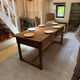 Renovated raw wood farmhouse table