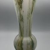 Vase in white opaline blown glass and green, yellow, blue polychrome shades