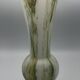 Vase in white opaline blown glass and green, yellow, blue polychrome shades