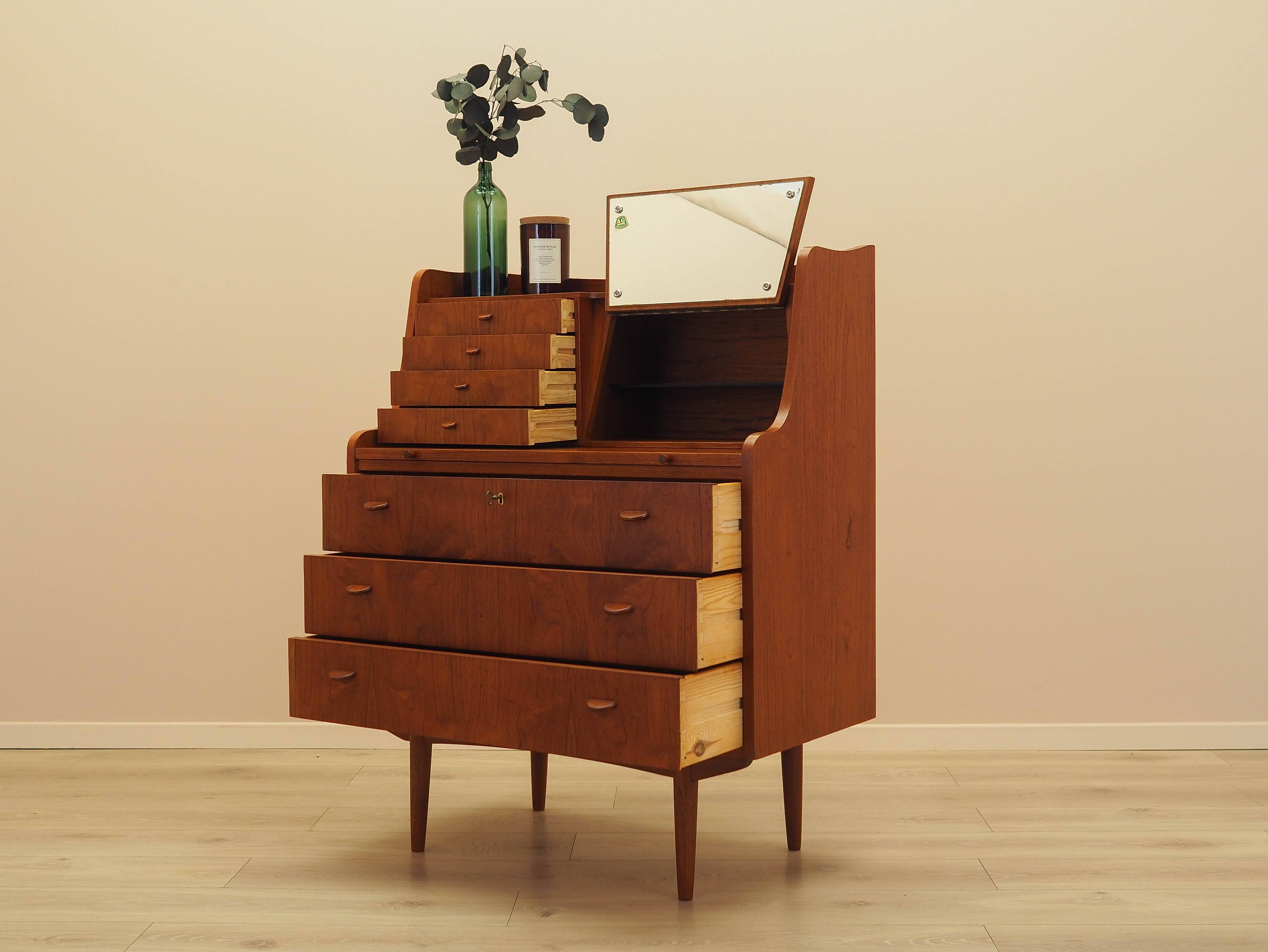 Bureau secrétaire en teck, design danois, années 1970, fabricant : AG Spejl Kobberbes