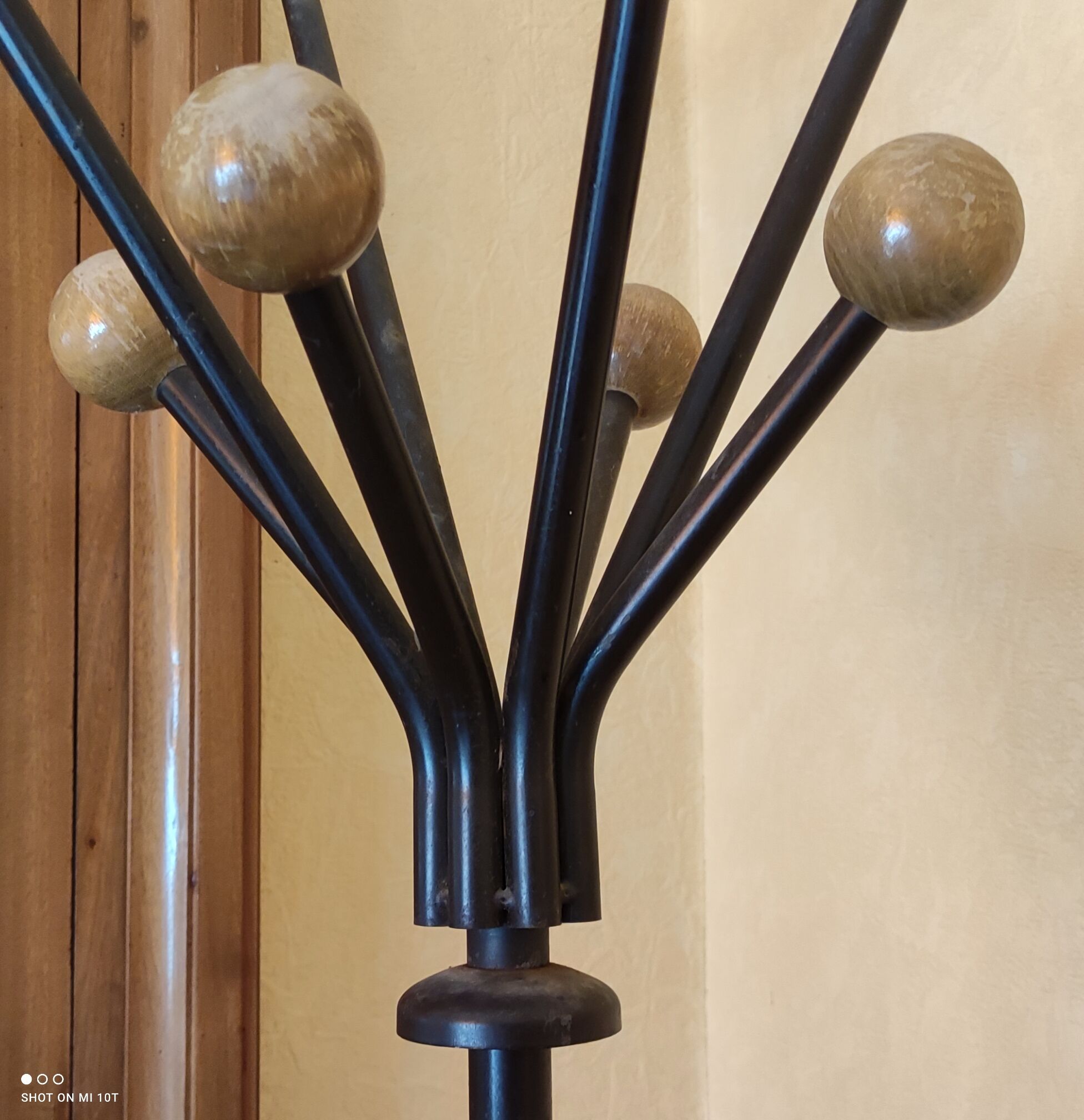 Vintage metal and wood coat rack