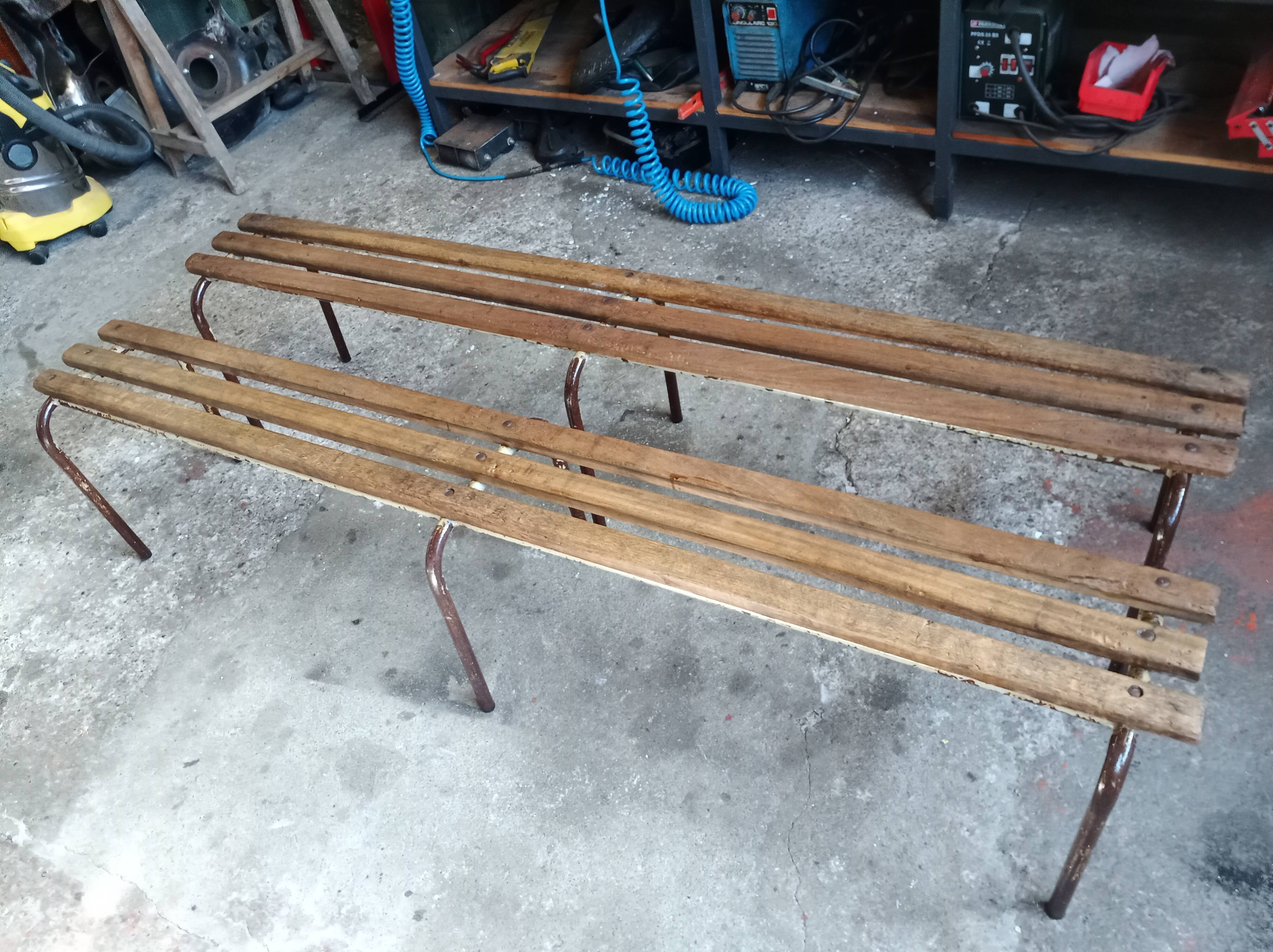 Two vintage school desks