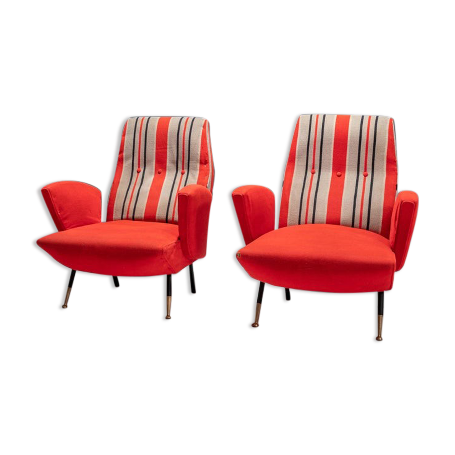 Set of 2 Italian disco chairs in original tapestry 1960s