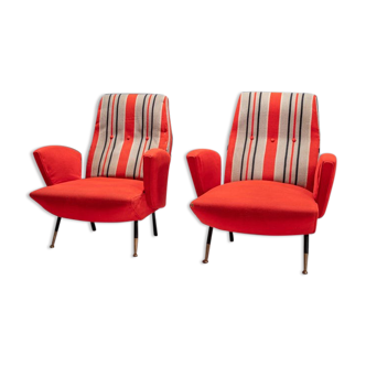 Set of 2 Italian disco chairs in original tapestry 1960s