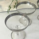 Etched silver rim cocktail coupe glasses set mid century barware
