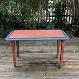 Table d'appoint pliante en bois et rotin 1960