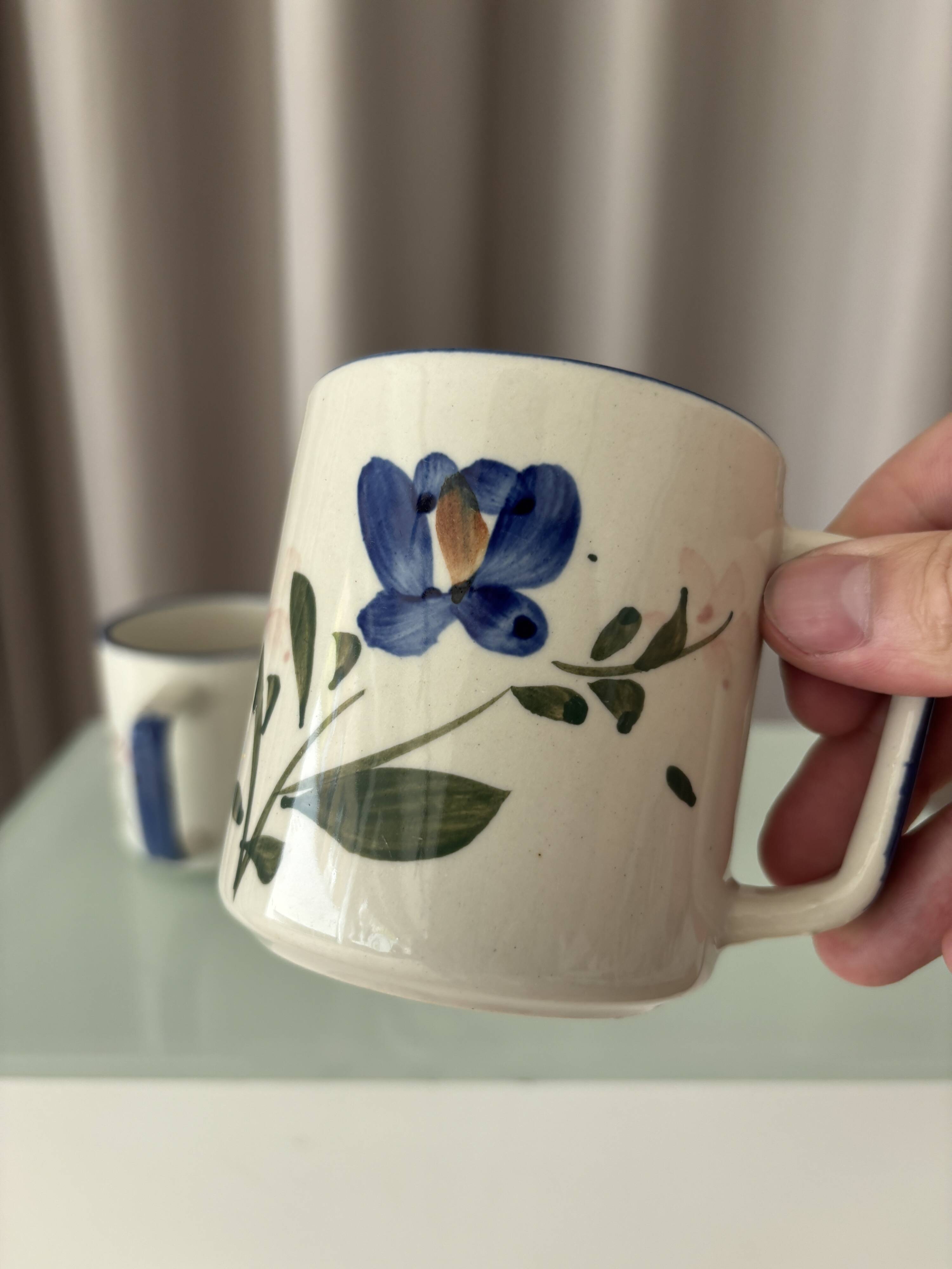 Ensemble de 3 mugs en céramique peints à la main – Style cottagecore / campagne C