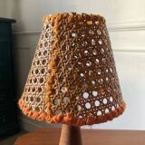 Small wooden and cane lamp