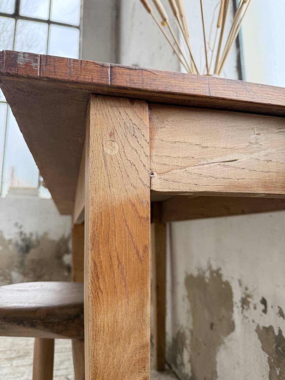 Oak and pine farmhouse console table