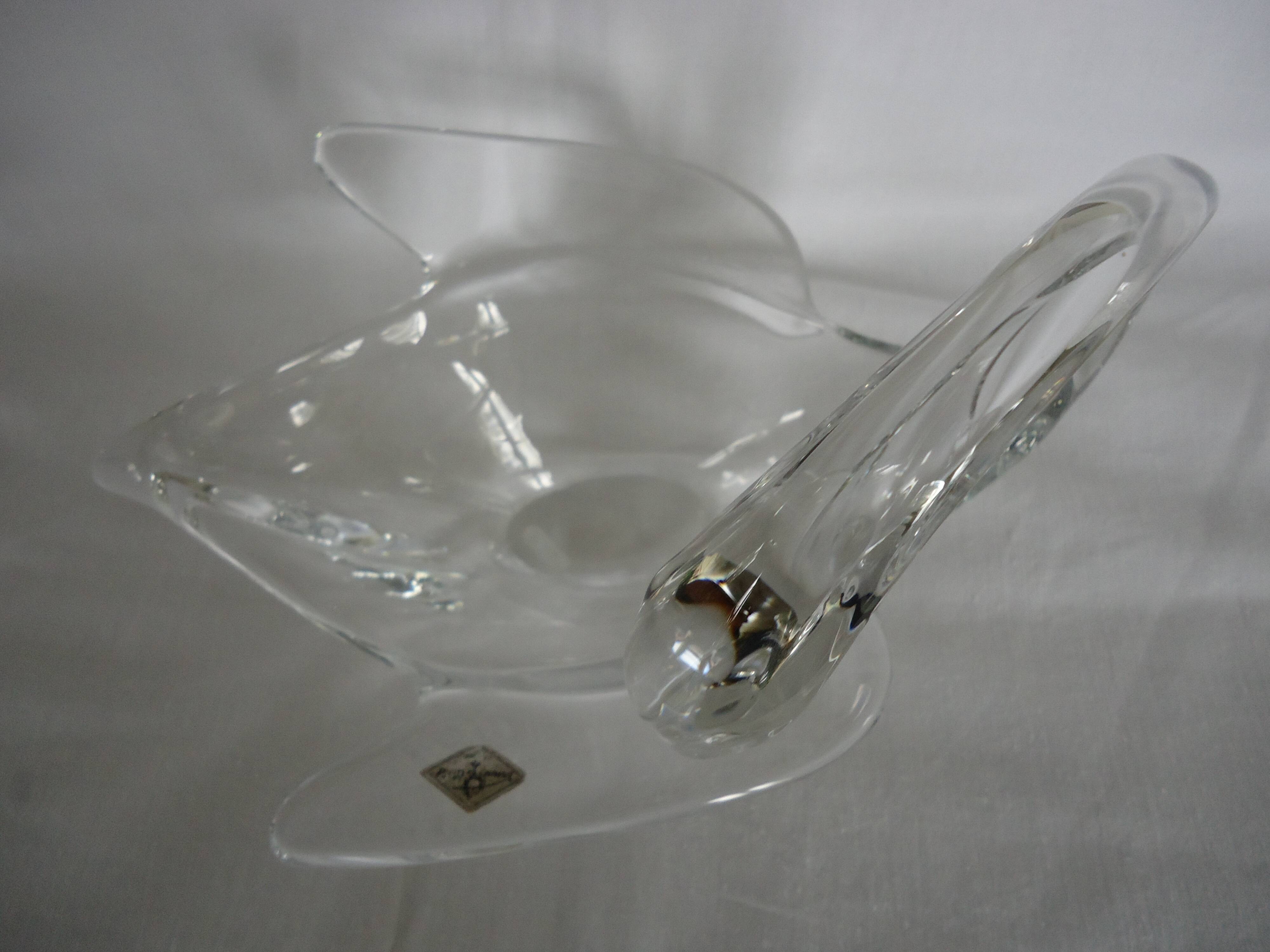 Coupe Vide-poche cristal de Vannes Le Châtel en forme de Cygne