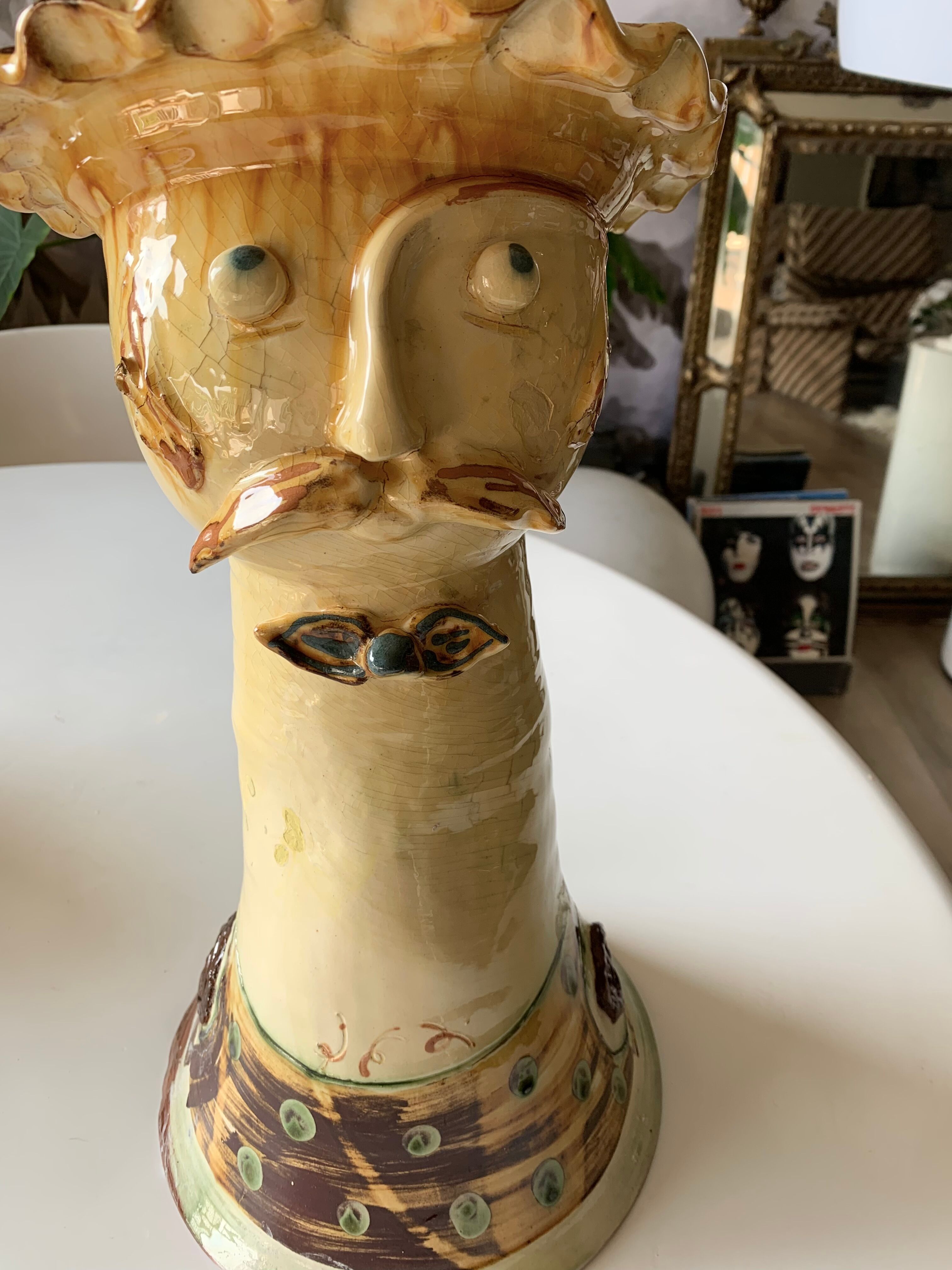 Terracotta plant holder head shape