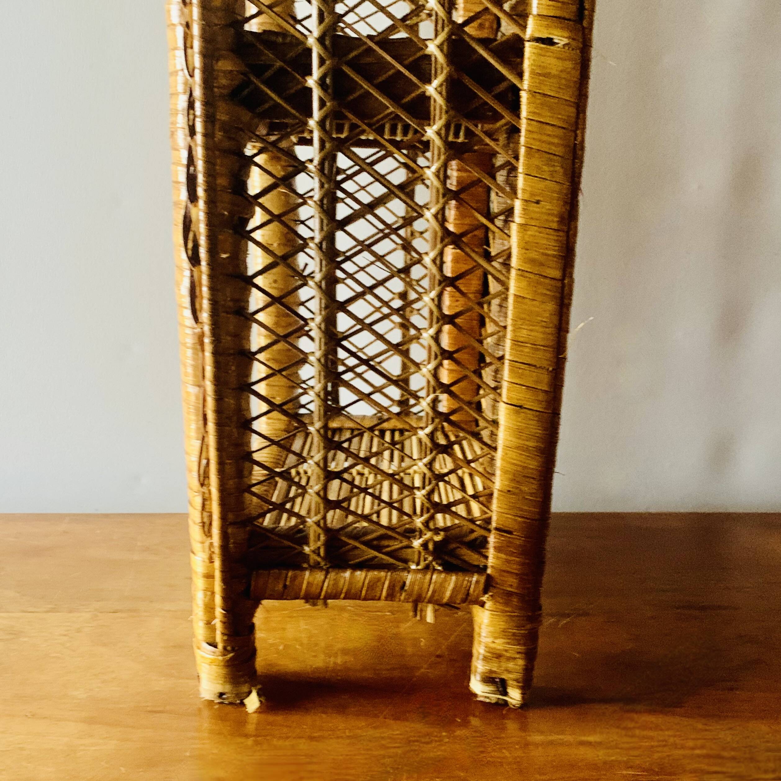 Vintage rattan and wicker shelf