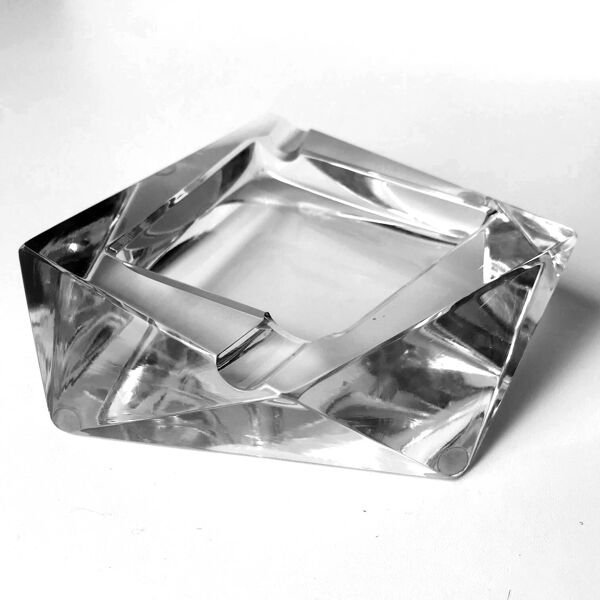 Cendrier asymétrique vintage • cristal • 1970-80