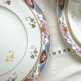 Set of 6 porcelain plates and 6 small mismatched vintage plates ~ Dinner service for 6 people ~