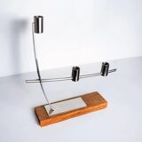 Candlestick in stainless steel and rosewood, 3 flames, Denmark, 1970