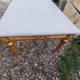Table basse style louis xvi ancien bois doré avec plateau marbre