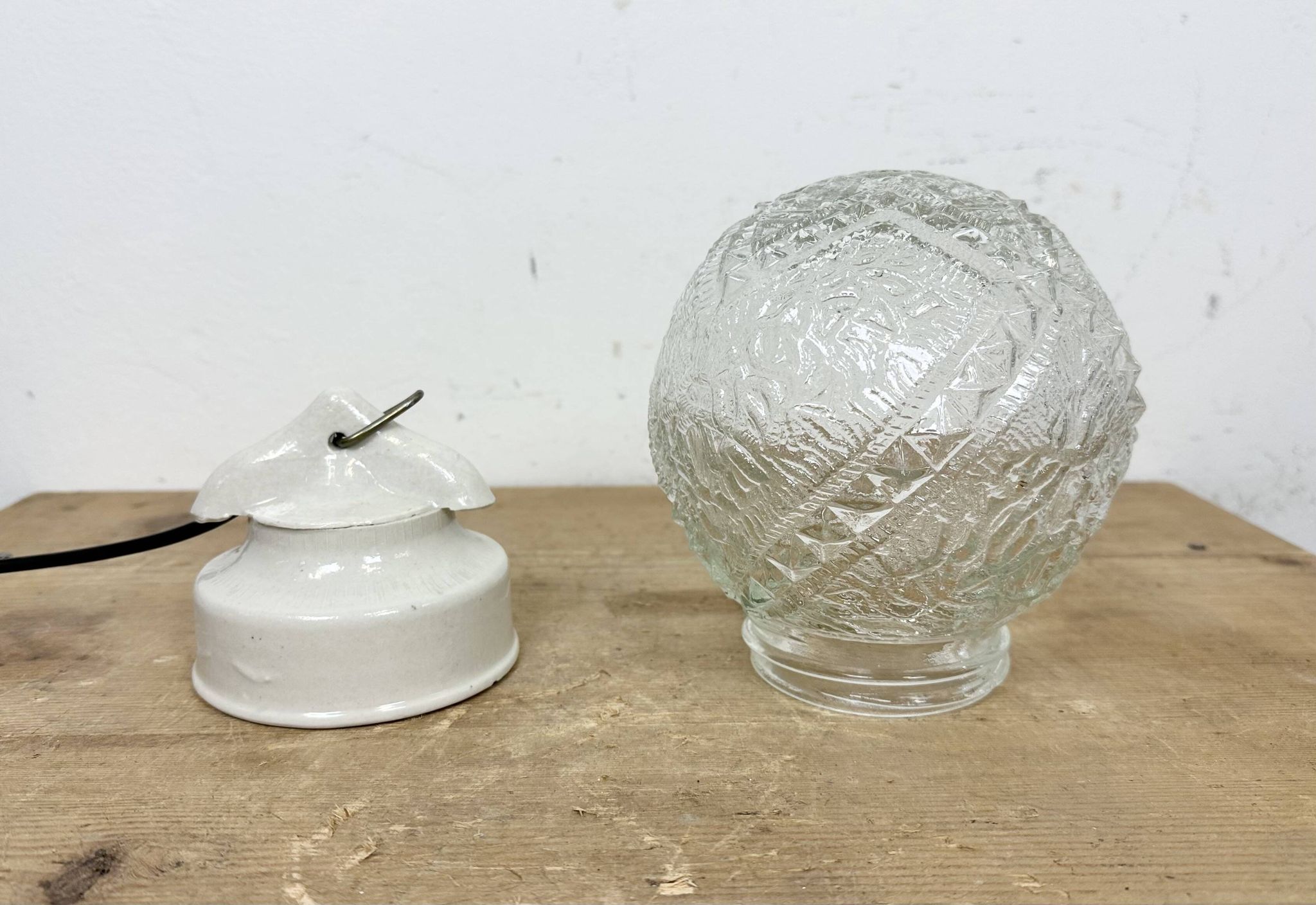 Vintage White Porcelain Pendant Light, 1970s