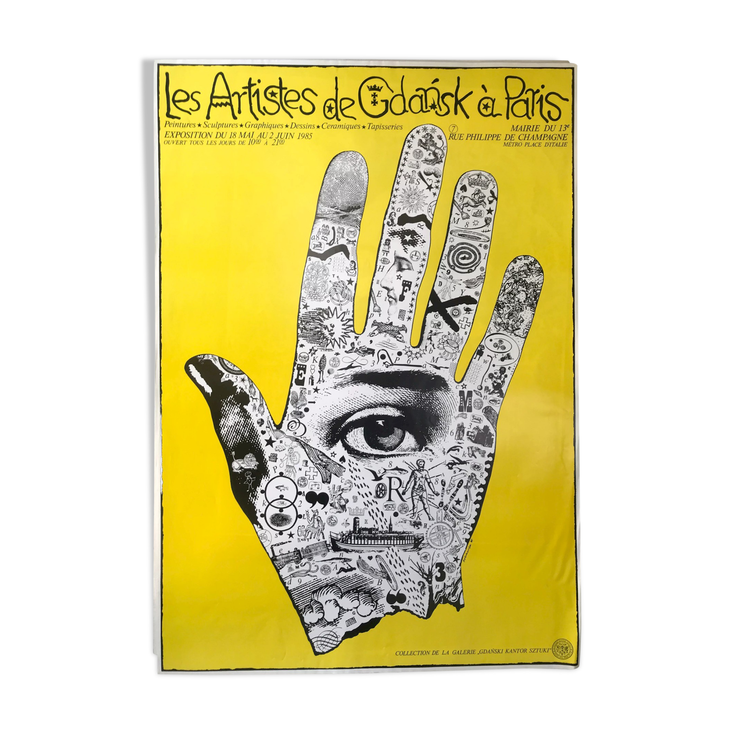 Original exhibition poster The artists of Gdansk in Paris, 1985 (large format)