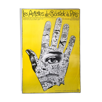 Original exhibition poster The artists of Gdansk in Paris, 1985 (large format)