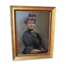 Portrait à l'huile d'une femme signé Joseph-Victor Roux-Champion 1905