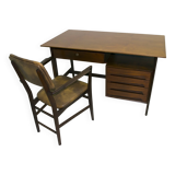 Vittorio Dassi Mid-Century Italian Teakwood Writing Desk and Chair, 1950