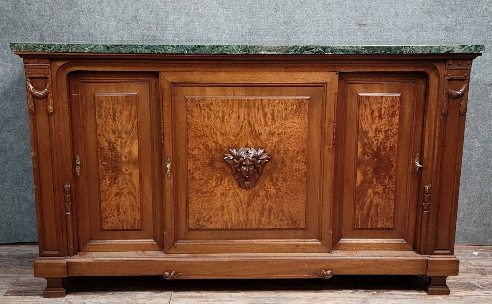 Louis XVI style mahogany and burl wood sideboard, 19th century