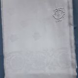 Party tablecloth - 2m30 x 5m30 - white damask monogrammed ct