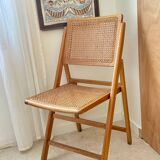 Folding wooden and cane chair