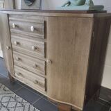 Art Deco oak and leather chest of drawers