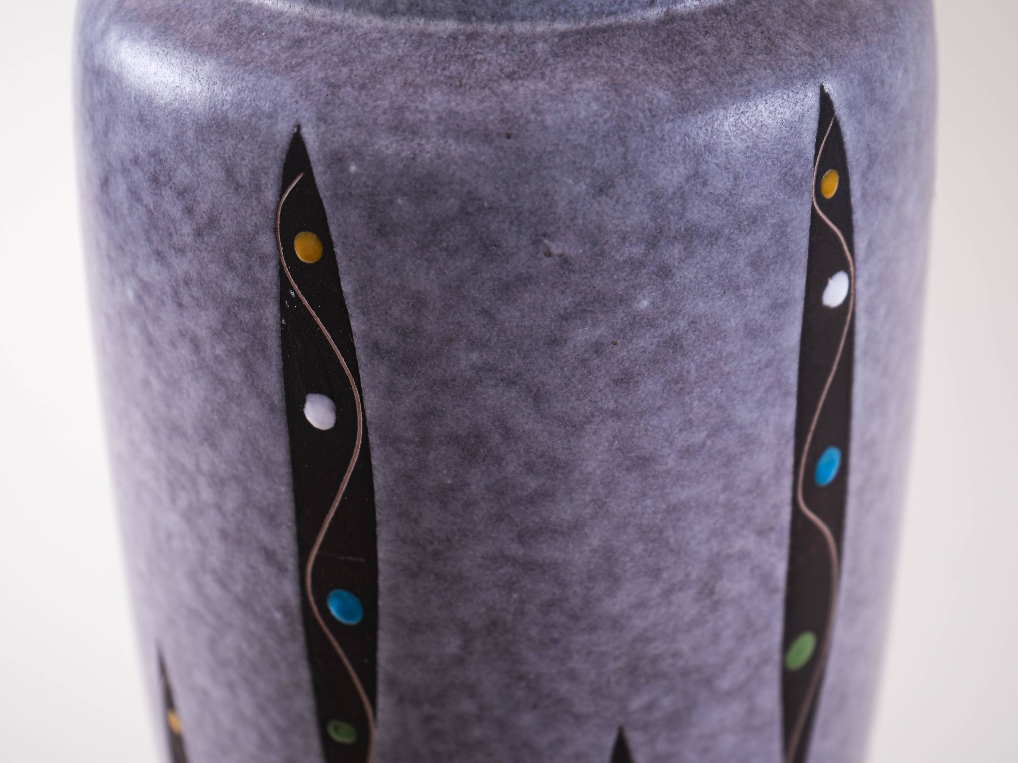 Vase en céramique grise, design allemand, années 1960, fabriqué en Allemagne de l'Ouest.