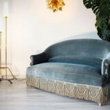 Peacock blue velvet toad bench