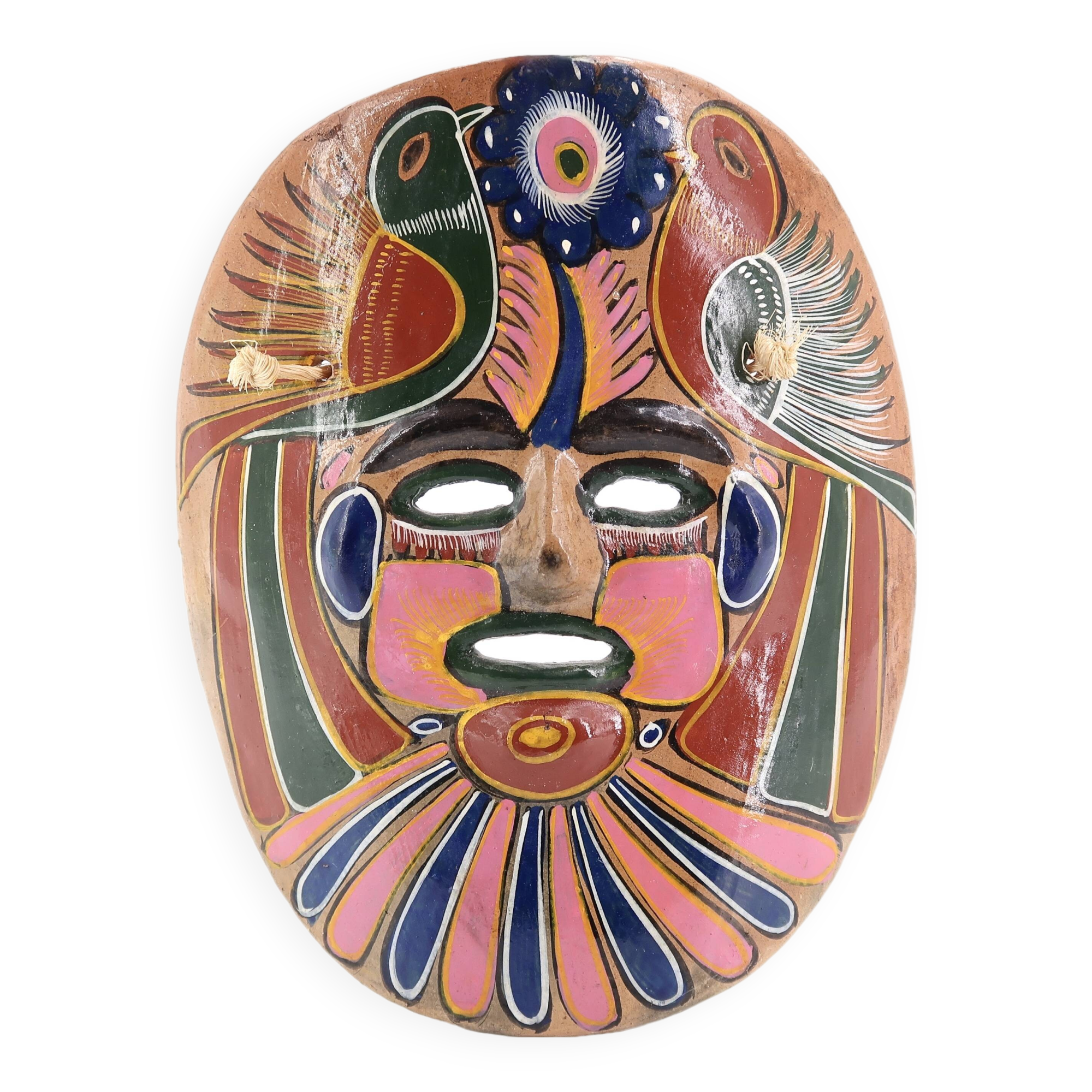 Colorful Mexican terracotta mask, 70s