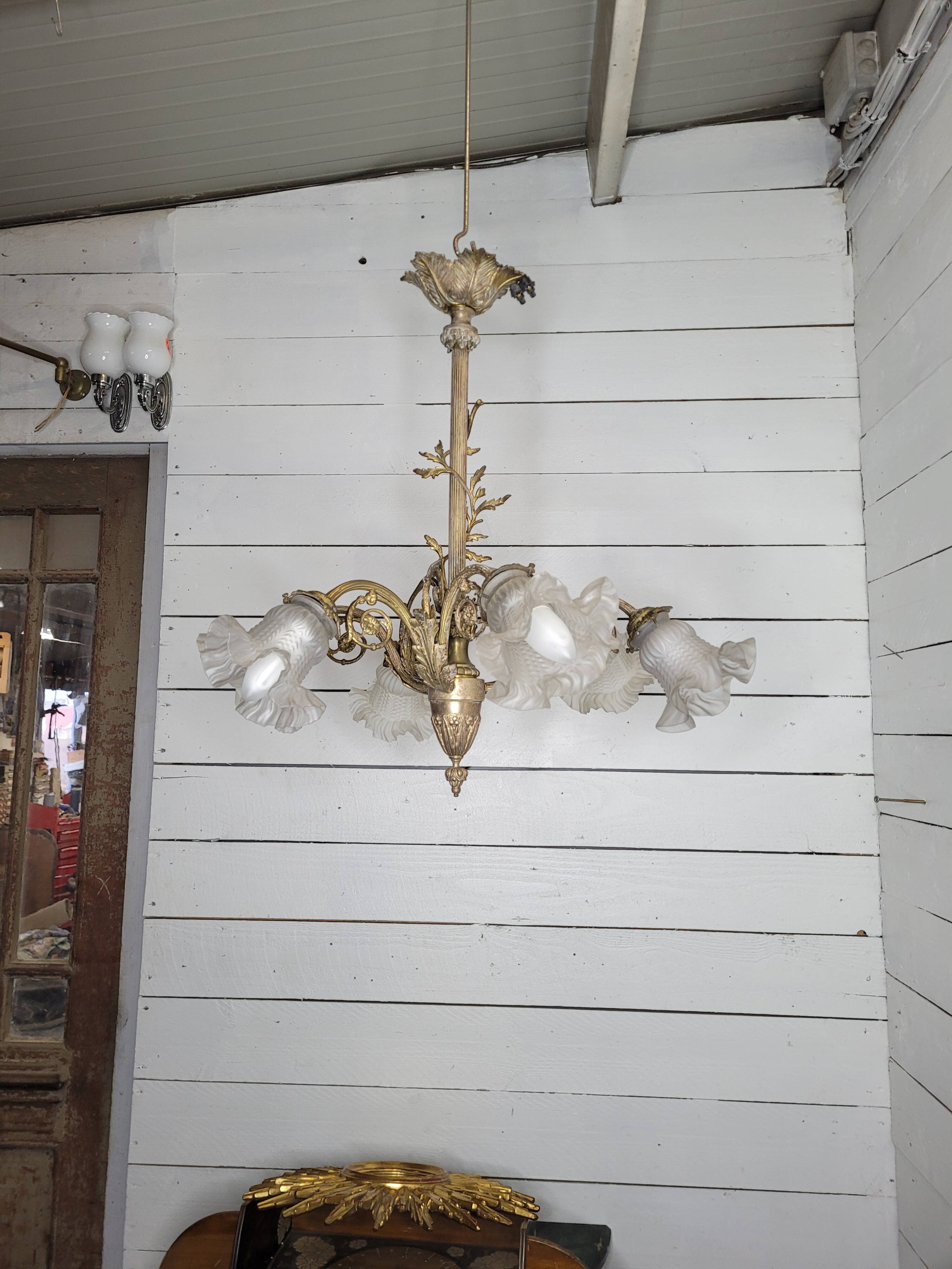 Old bronze chandelier 6 lights